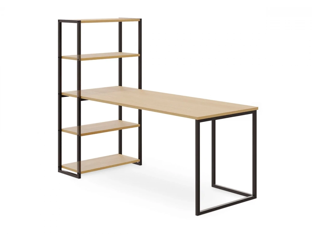 Стол письменный-стеллаж Board 1800х700 (черный, дуб корбридж)